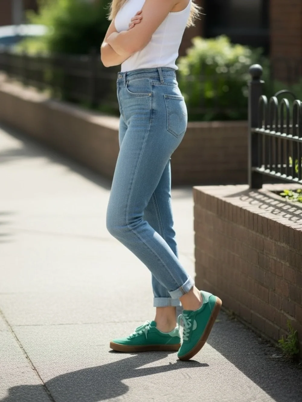 REEF Lay Day Seas Green Duo Women's Leather Suede Lace Up Sneakers